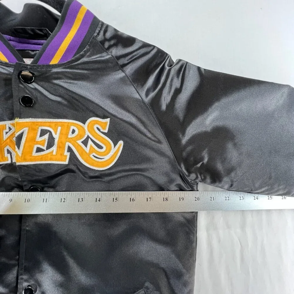 Mitchell & Ness Los Angeles Lakers Youth L 14/16 Varsity Jacket NBA Black/Purple - Picture 11 of 16
